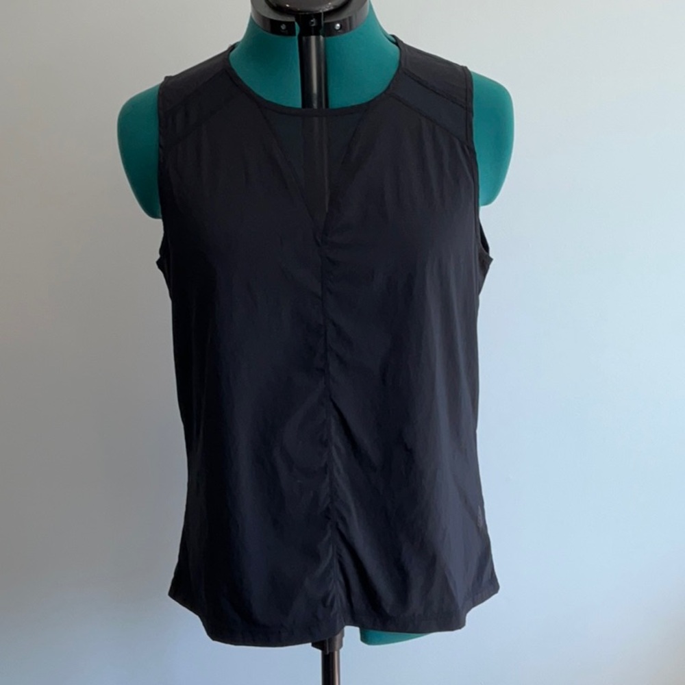 Black Tank Top with Mesh Accents
